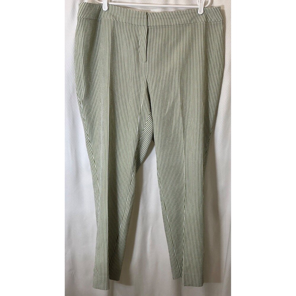 Kasper Women Sz 18 Plus Dress Pants Wide Straight Leg Office Slacks Green White